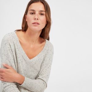 Everlane Cashmere V-Neck Crop in Frost Donegal